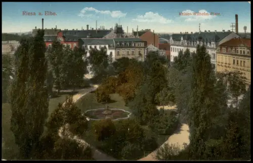 Ansichtskarte Riesa Kaiser-Wilhelm-Platz 1915