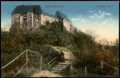 Ansichtskarte Leisnig Aufgang zum Schloß Mildenstein 1915