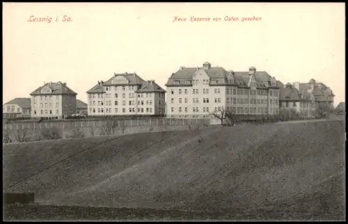 Ansichtskarte Leisnig Neue Kaserne von Osten gesehen 1915