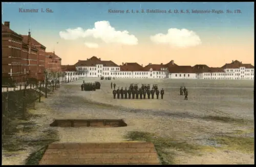 Kamenz Kamjenc Hof Kaserne d. 1. u. 3. Bataillons d. 13. K. S. Infanterie-Regts. No. 178. 1915