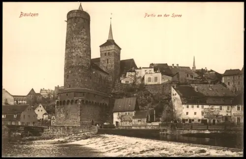 Ansichtskarte Bautzen Budyšin Partie an der Spree 1915