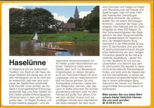 Ansichtskarte Haselünne Bootspartie auf dem Fluß 1988