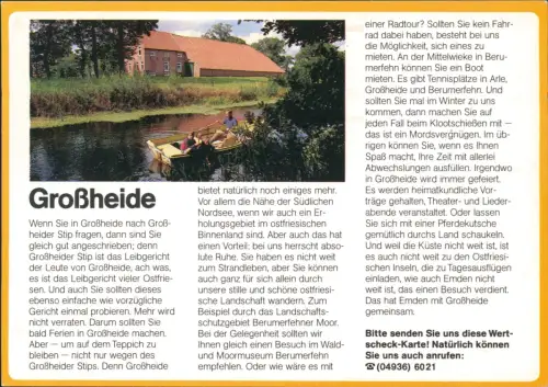 Ansichtskarte Großheide LK Aurich Flußpartie Wertscheck 1988