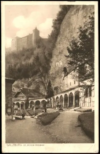 Ansichtskarte Salzburg Partie am St. Peter Friedhof 1912