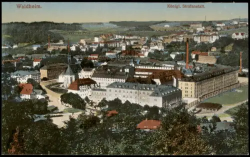 Ansichtskarte Waldheim (Sachsen) Stadtpartie Königl. Strafanstalt. 1914