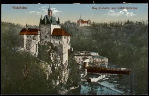 Ansichtskarte Kriebstein Burg Kriebstein und Schloß Ehrenberg. 1915