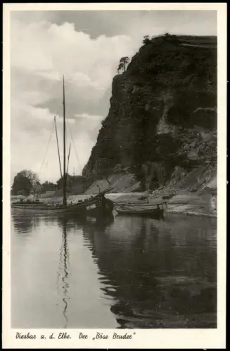 Diesbar (Elbe)-Nünchritz (Elbe) Elbpartie Gasthof Rosengarten 1931