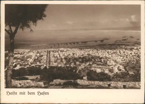 Postcard Haifa Stadt mit Hafen 1930  Israel