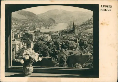 Postcard Aussig Ústí nad Labem Elbblick aus dem Fenster 1938