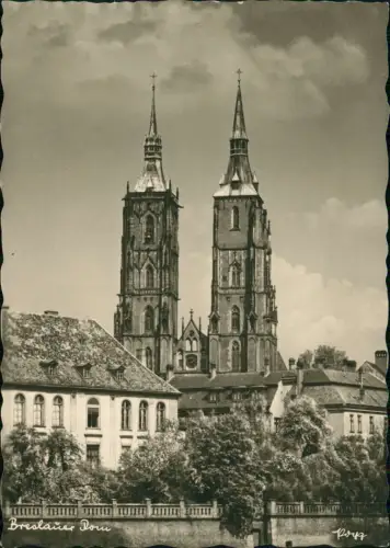 Postcard Breslau Wrocław Blick auf den Dom 1950