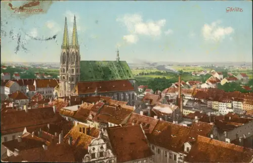 Postcard Görlitz Zgorzelec Blick von der Peterskirche. 1909