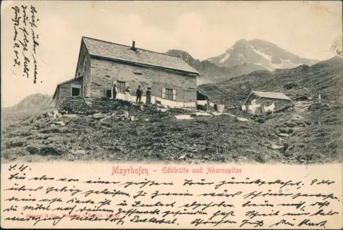 Ansichtskarte Mayrhofen Edelhütte und Ahornspitze 1907
