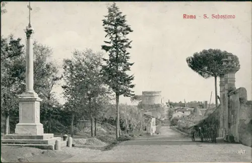 Cartolina Rom Roma S. Sebastiano Straßenpartie 1909