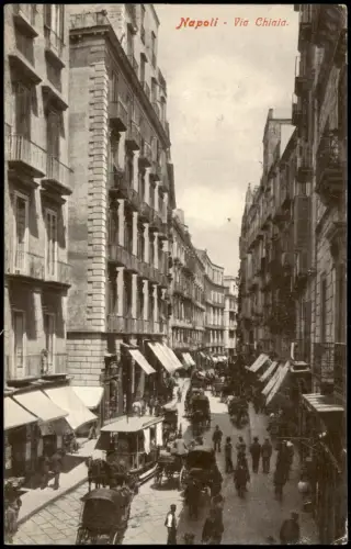 Cartolina Neapel Napoli Via Chiaia. belebt 1917