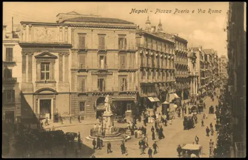 Cartolina Neapel Napoli Piazza Poerio e Via Roma 1918