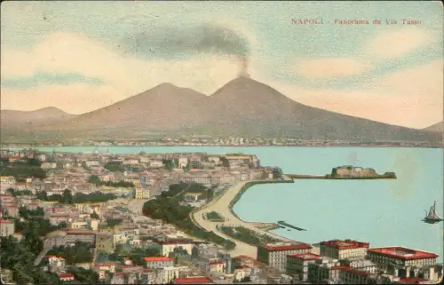 Cartolina Neapel Napoli Panorama da Via Tasso. 1910