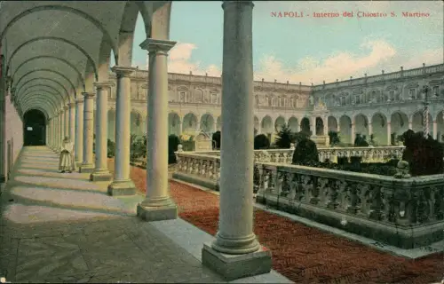 Cartolina Neapel Napoli Interno del Chiostro S. Martino. 1912