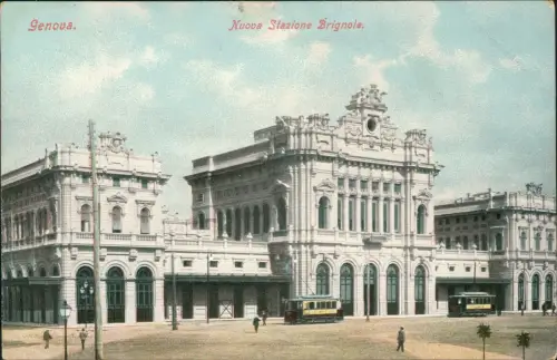 Cartolina Genua Genova (Zena) Nuova Stazione Brignole. 1911