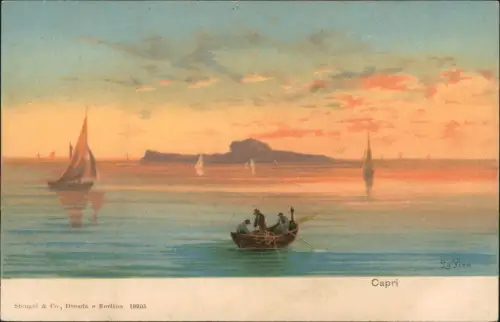 Cartolina Capri Boote Stimmungsbild 1911
