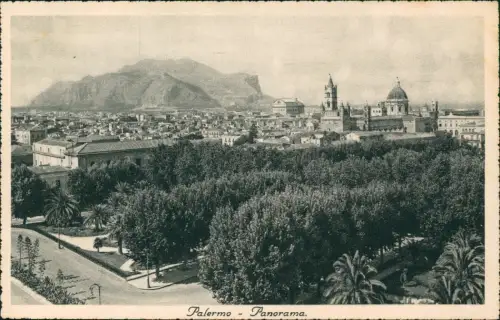 Cartolina Palermo Palermo (Palermu) Park - Panorama 1938