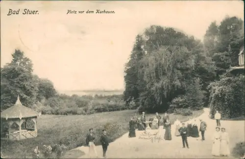 Ansichtskarte Bad Stuer Platz vor dem Kurhause. Pavillon 1913