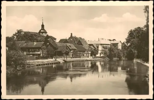 Ansichtskarte Gerstungen Partie an der Werra zur DDR-Zeit 1957