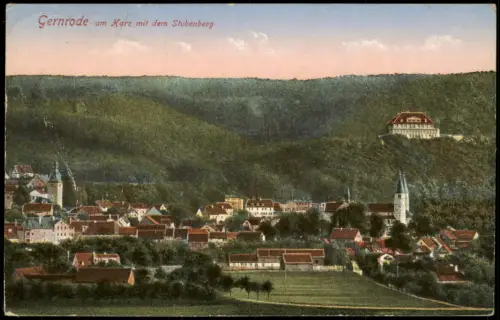 Gernrode-Quedlinburg Panorama-Ansicht Gernrode am Harz mit dem Stubenberg 1928