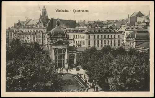 Ansichtskarte Wiesbaden Stadt Panorama mit Kochbrunnen 1928