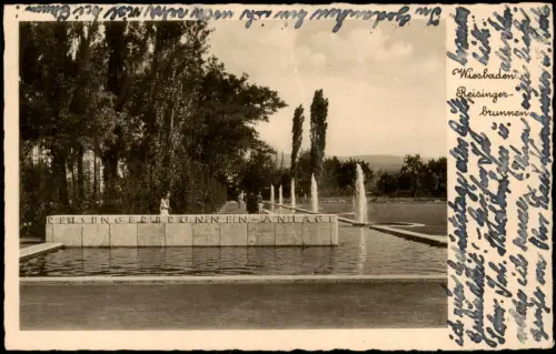 Ansichtskarte Wiesbaden Reisingerbrunnen Reisinger-Brunnen-Anlage 1937