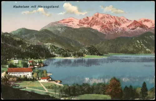 Ansichtskarte Schlehdorf Kochelsee mit Herzogstand. 1914