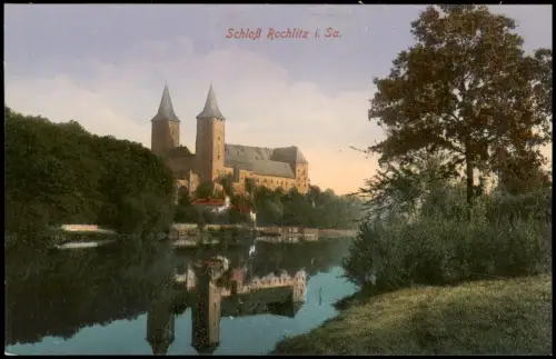 Ansichtskarte Rochlitz Blick über den Teich auf das Schloß 1914
