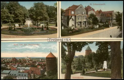 Freiberg (Sachsen) Anlagen im Albertpark. Schloßplatz. 4 Bild 1915