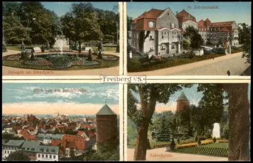 Freiberg (Sachsen) Anlagen im Albertpark. Schloßplatz. 4 Bild 1915