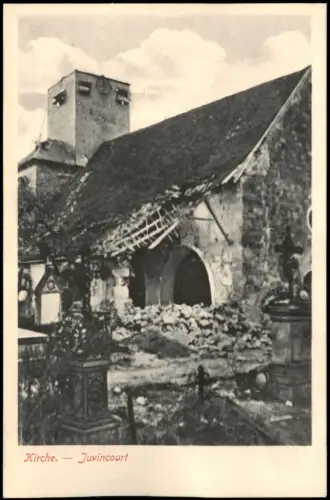 CPA Juvincourt-et-Damary zerstörte KIrche Erster Weltkrieg 1915