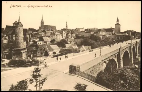 Ansichtskarte Bautzen Budyšin Kronprinzenbrücke 1915
