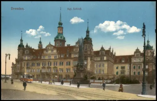 Innere Altstadt-Dresden Dresdner Residenzschloss Straßenbahn 1915