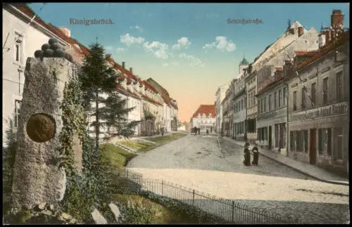 Ansichtskarte Königsbrück Kinspork Schloßstraße Geschäfte 1915