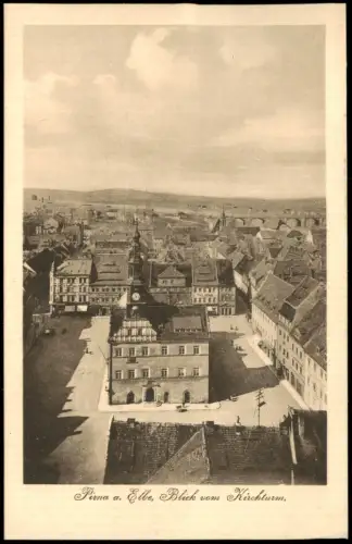Ansichtskarte Pirna Blick vom Kirchturm auf die Stadt 1915