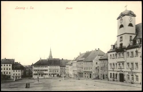 Ansichtskarte Leisnig Marktplatz Ratskeller 1915