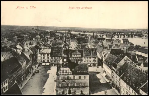 Ansichtskarte Pirna Blick vom Kirchturm 1915