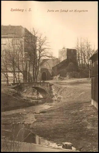 Ansichtskarte Radeberg Schloß mit Hungerturm 1914