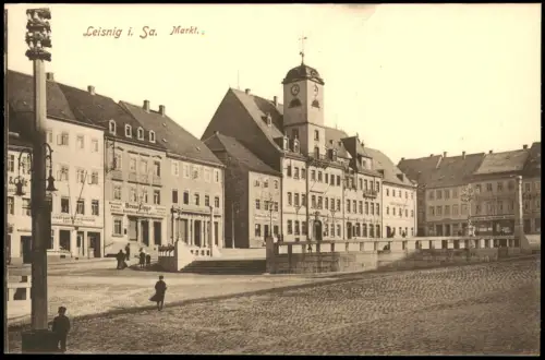 Ansichtskarte Leisnig Marktplatz, Seitenansicht 1915