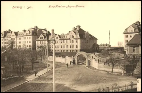 Ansichtskarte Leisnig Friedrich-August-Kaserne Straße 1915