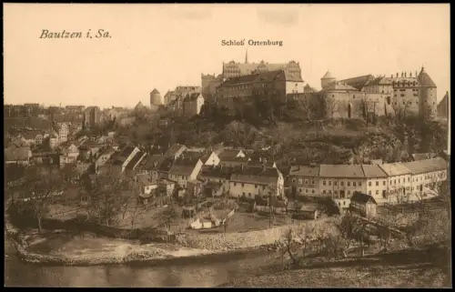 Ansichtskarte Bautzen Budyšin Panorama mit Schloß Ortenburg 1912