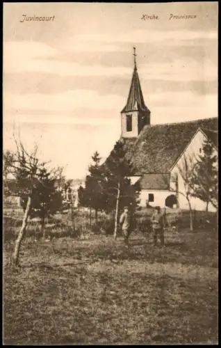 CPA Juvincourt-et-Damary Kirche Prouviseux Soldaten WK1 1915