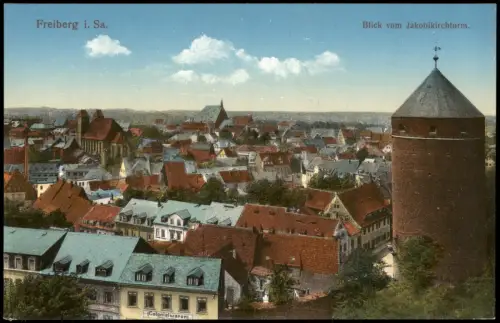 Ansichtskarte Freiberg (Sachsen) Blick vom Jakobikirchturm. 1915