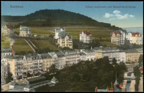Karlsbad Karlovy Vary Untere Gartenzeile und Eduard-Knoll-Straße. 1915