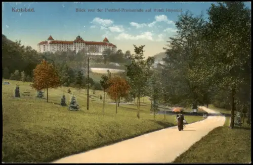 Karlsbad Karlovy Vary Blick von der Posthof-Promenade auf Hotel Imperial. 1915