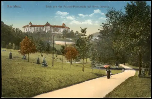 Karlsbad Karlovy Vary Blick von der Posthof-Promenade auf Hotel Imperial. 1915