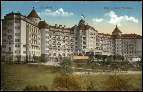 Postcard Karlsbad Karlovy Vary Imperial-Hotel Westseite 1915